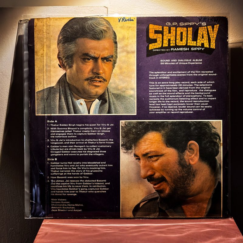 Various — Sholay (Original Dialogue from Soundtrack in Stereo) (Back)