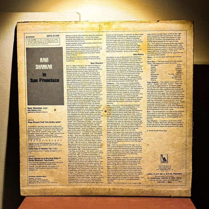 Ravi Shankar — Ravi Shankar in San Francisco (Back)