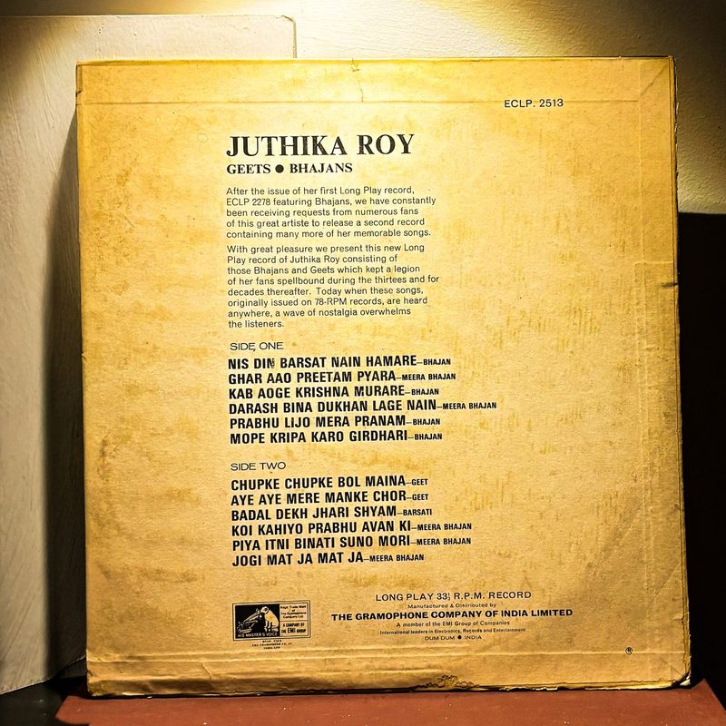 Juthika Roy — Juthika Roy - Geets & Bhajans (Back)