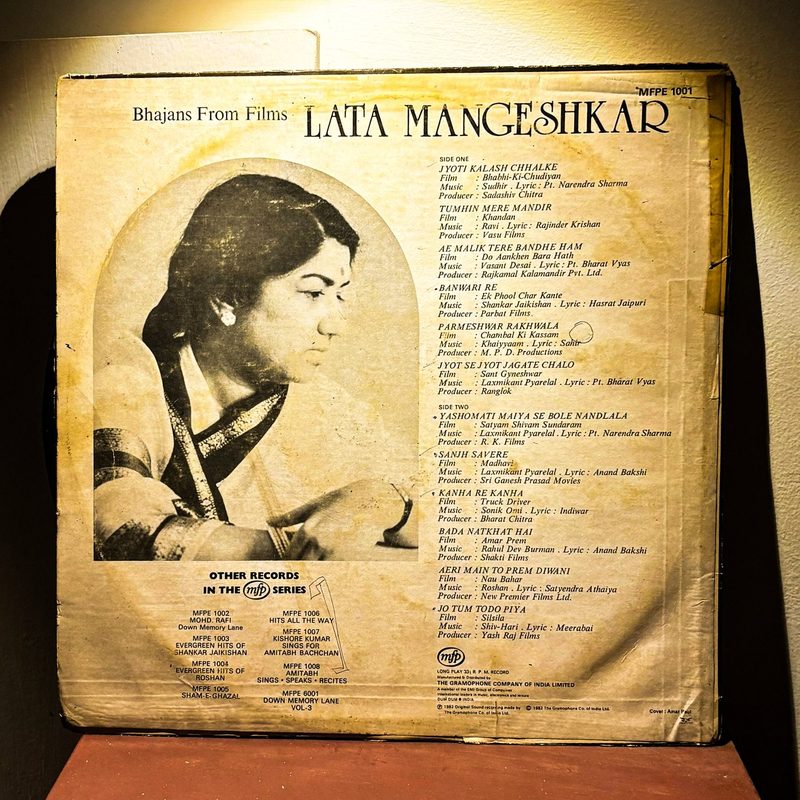 Lata Mangeshkar — Bhajans from Films (Back)