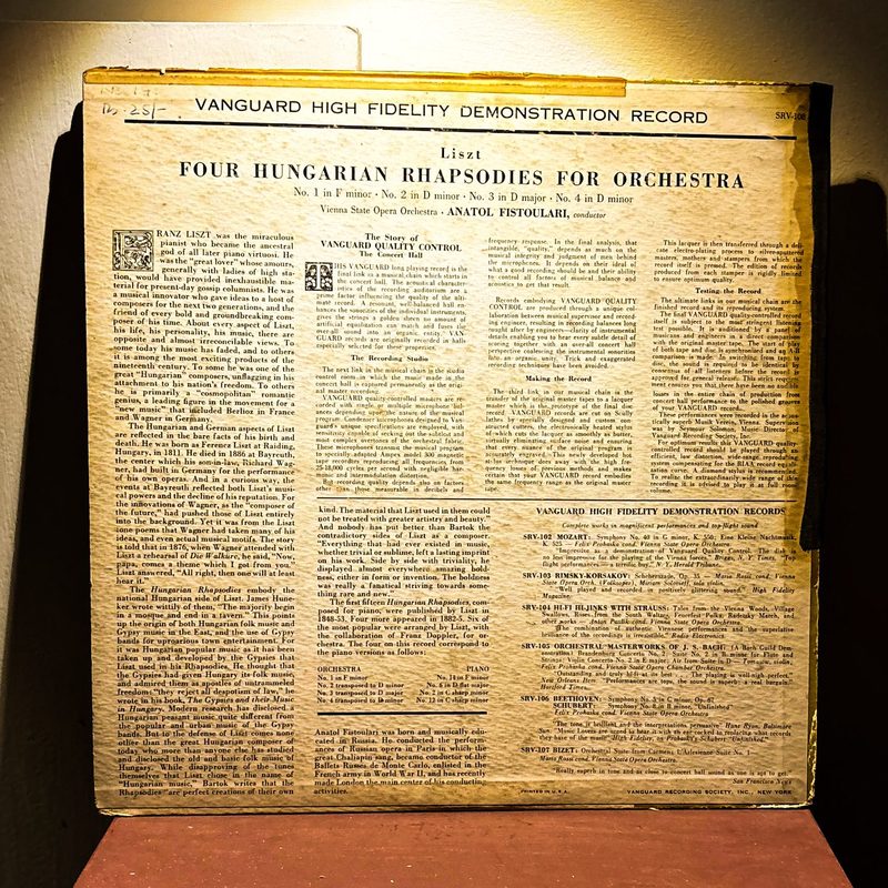 Franz Liszt — Four Hungarian Rhapsodies for Orchestra (Back)