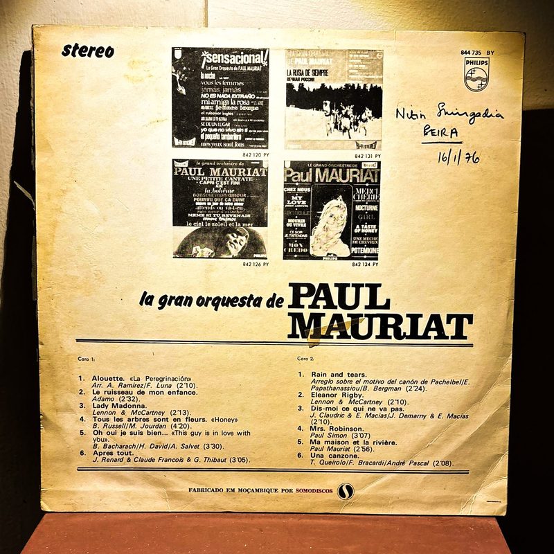 Paul Mauriat — Rain and Tears (Back)