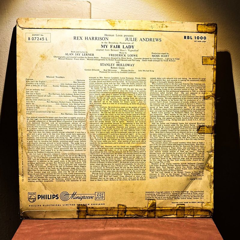 Rex Harrison / Julie Andrews — My Fair Lady (Original Broadway Cast) (Back)