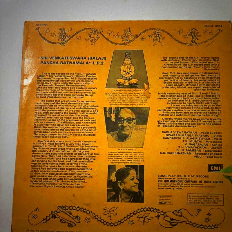 M.S. Subbulakshmi — Sri Annamacharya Sankeertanas (Back)