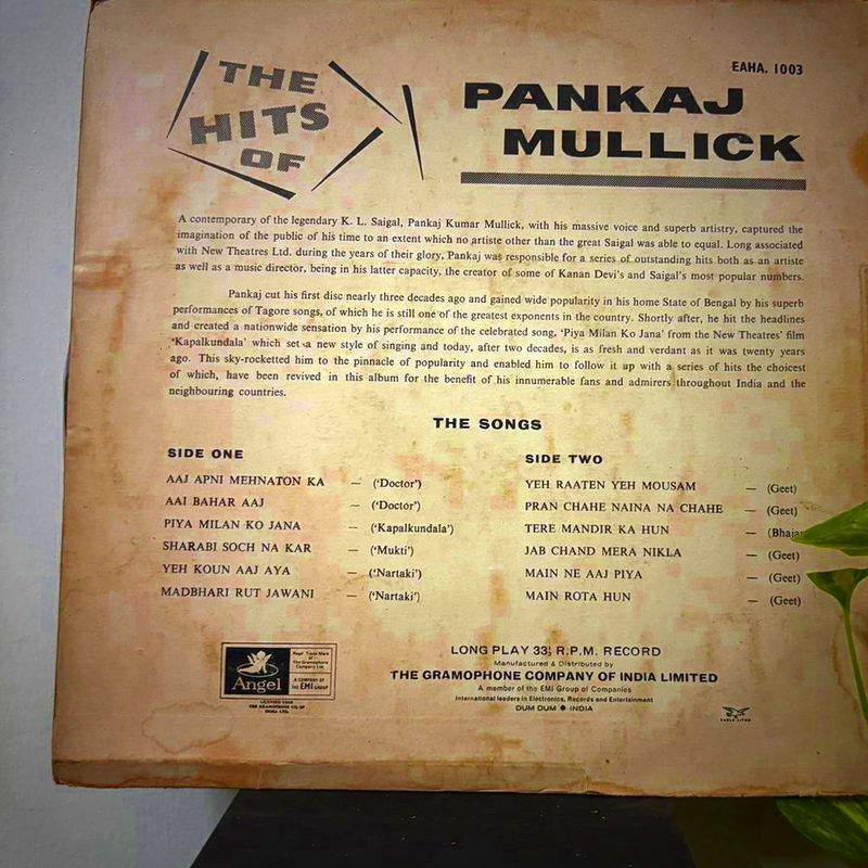 Pankaj Mullick — The Greatest Hits Of Pankaj Mullick (Back)