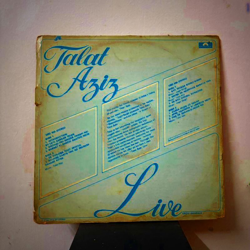 Talat Aziz — Live (Urdu Ghazals) (Back)
