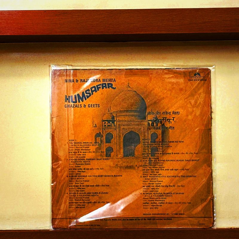 Nina & Rajendra Mehta — Humsafar - Ghazals & Geets (Back)