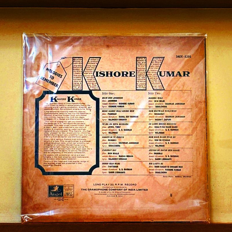 Kishore Kumar — Melodies To Remember (Back)