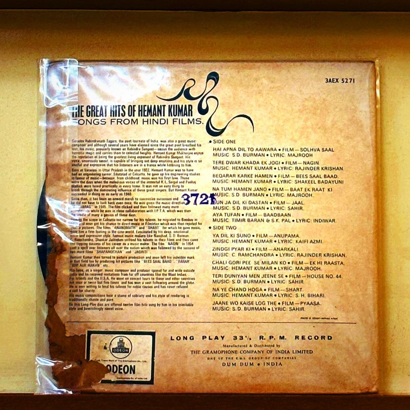 Hemant Kumar — The Great Hits of Hemant Kumar (Back)